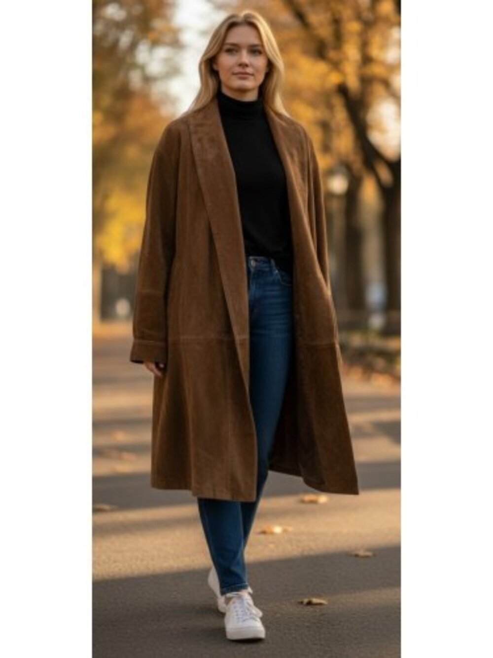 JACQUELINE FERRAR Brown Suede Leather Shawl Collar Draped Jacket Ladies MEDIUM